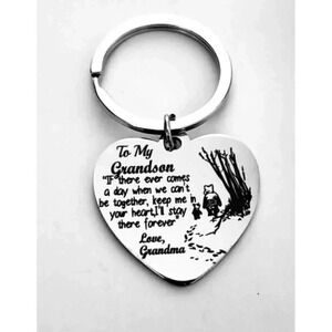 To My Grandson Love Grandma I'll stay there forever Keychain